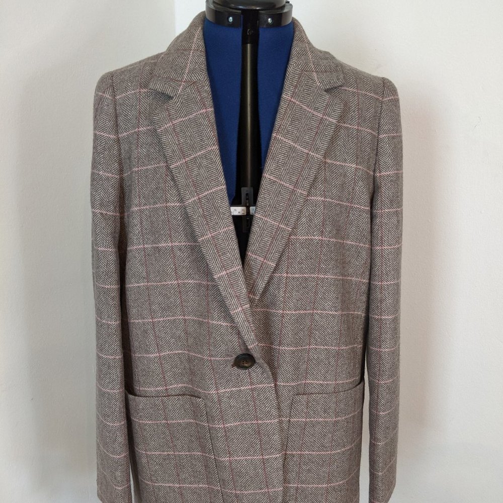 NWT brown and light pink Madewell linen blend blazer